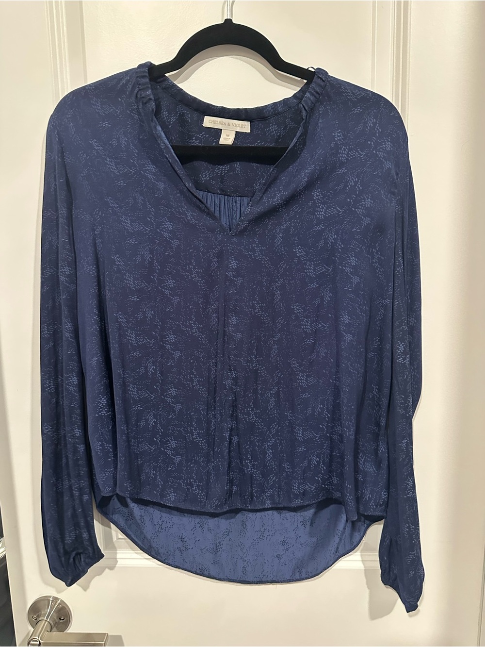 Chelsea & Violet Indigo Print V-Neck Long-Sleeve Blouse